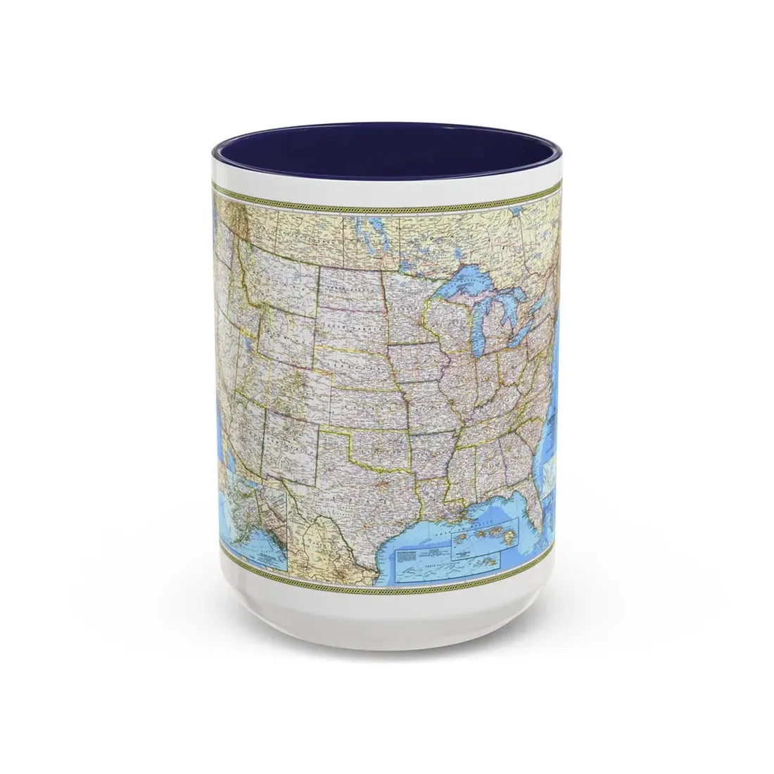 USA - The United States (1987) (Map) Accent Coffee Mug 15oz Navy - Go Mug Yourself