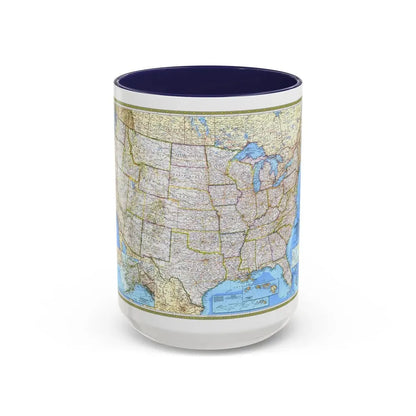USA - The United States (1987) (Map) Accent Coffee Mug 15oz Navy - Go Mug Yourself