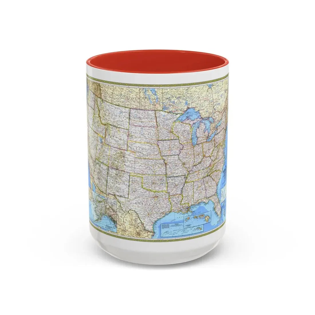 USA - The United States (1987) (Map) Accent Coffee Mug 15oz Red - Go Mug Yourself
