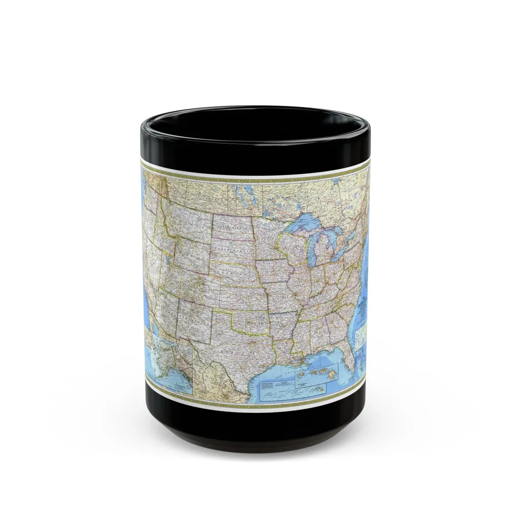 USA - The United States (1987) (Map) Black Coffee Mug-15oz-Go Mug Yourself