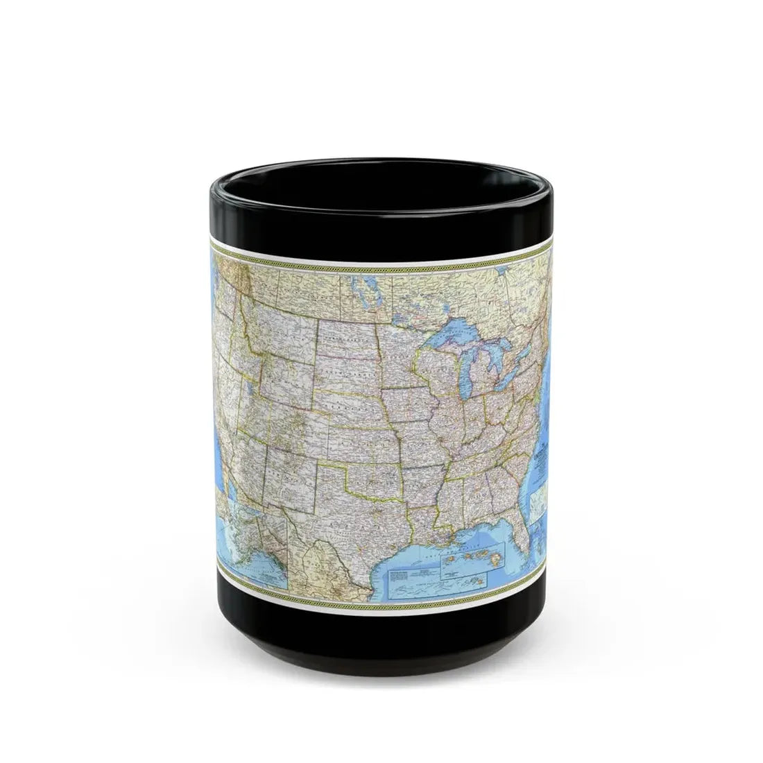 USA - The United States (1987) (Map) Black Coffee Mug 15oz - Go Mug Yourself