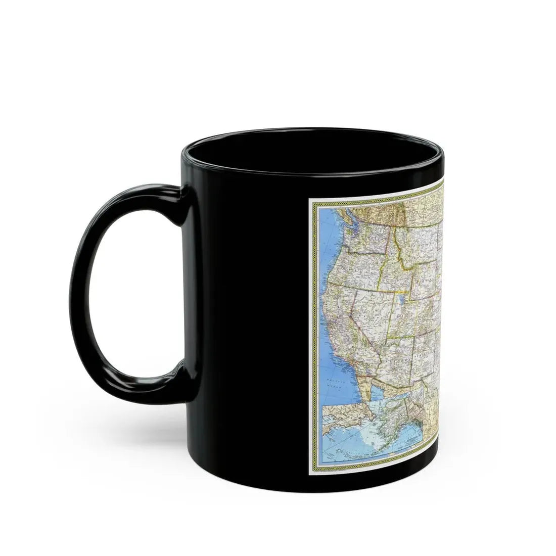 USA - The United States (1987) (Map) Black Coffee Mug - Go Mug Yourself