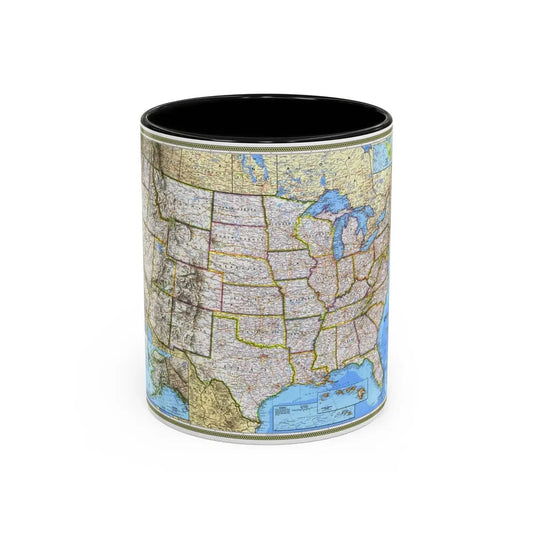 USA - The United States (1993) (Map) Accent Coffee Mug 11oz Black - Go Mug Yourself