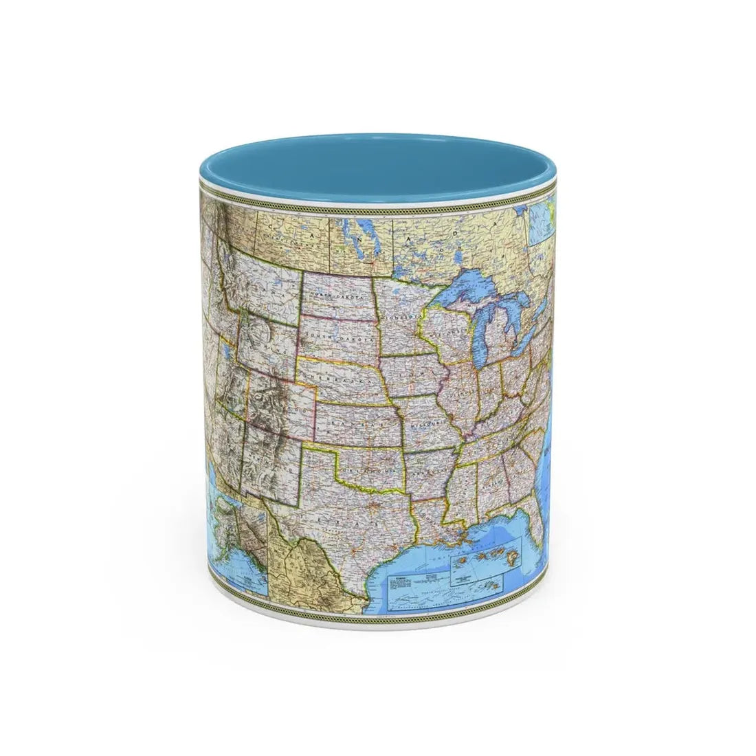 USA - The United States (1993) (Map) Accent Coffee Mug 11oz Light Blue - Go Mug Yourself