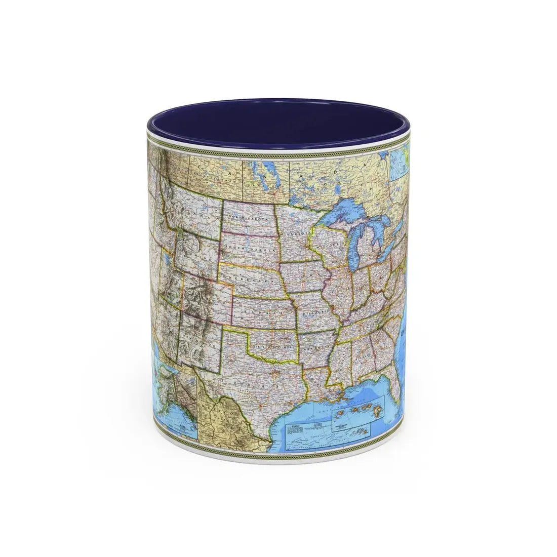 USA - The United States (1993) (Map) Accent Coffee Mug 11oz Navy - Go Mug Yourself