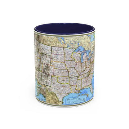USA - The United States (1993) (Map) Accent Coffee Mug 11oz Navy - Go Mug Yourself