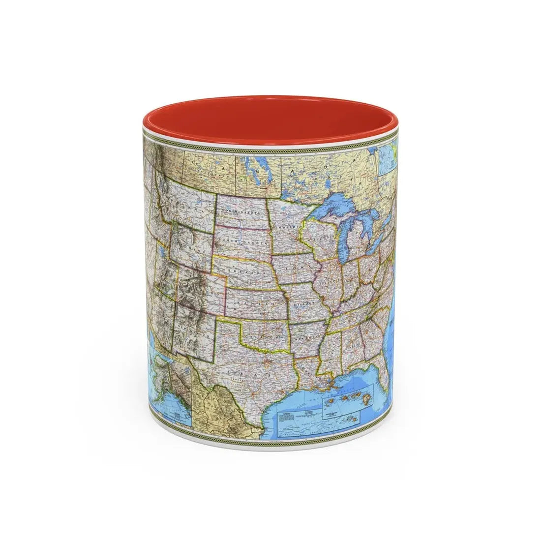 USA - The United States (1993) (Map) Accent Coffee Mug 11oz Red - Go Mug Yourself