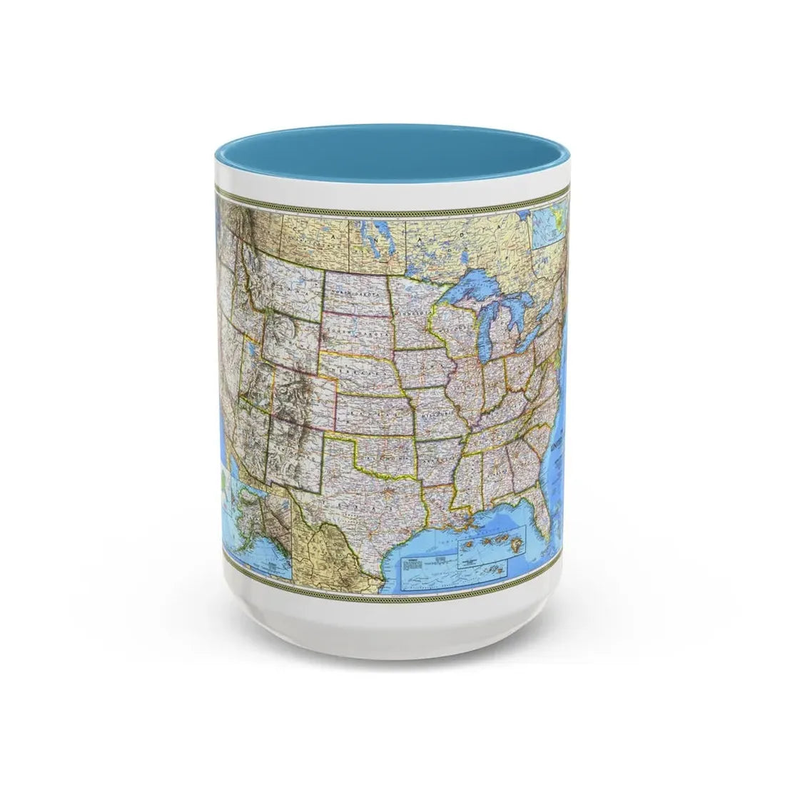 USA - The United States (1993) (Map) Accent Coffee Mug 15oz Light Blue - Go Mug Yourself
