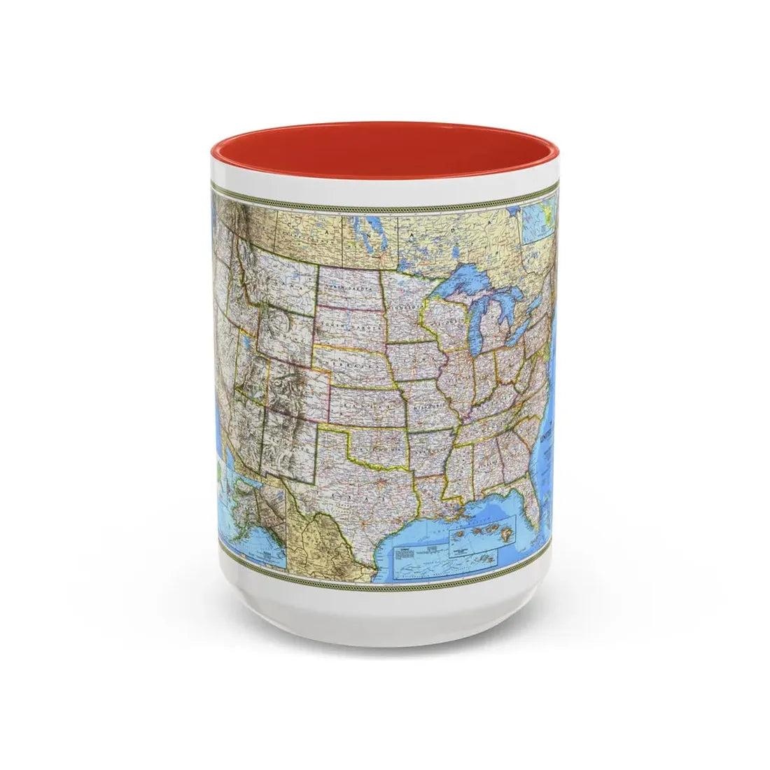 USA - The United States (1993) (Map) Accent Coffee Mug 15oz Red - Go Mug Yourself