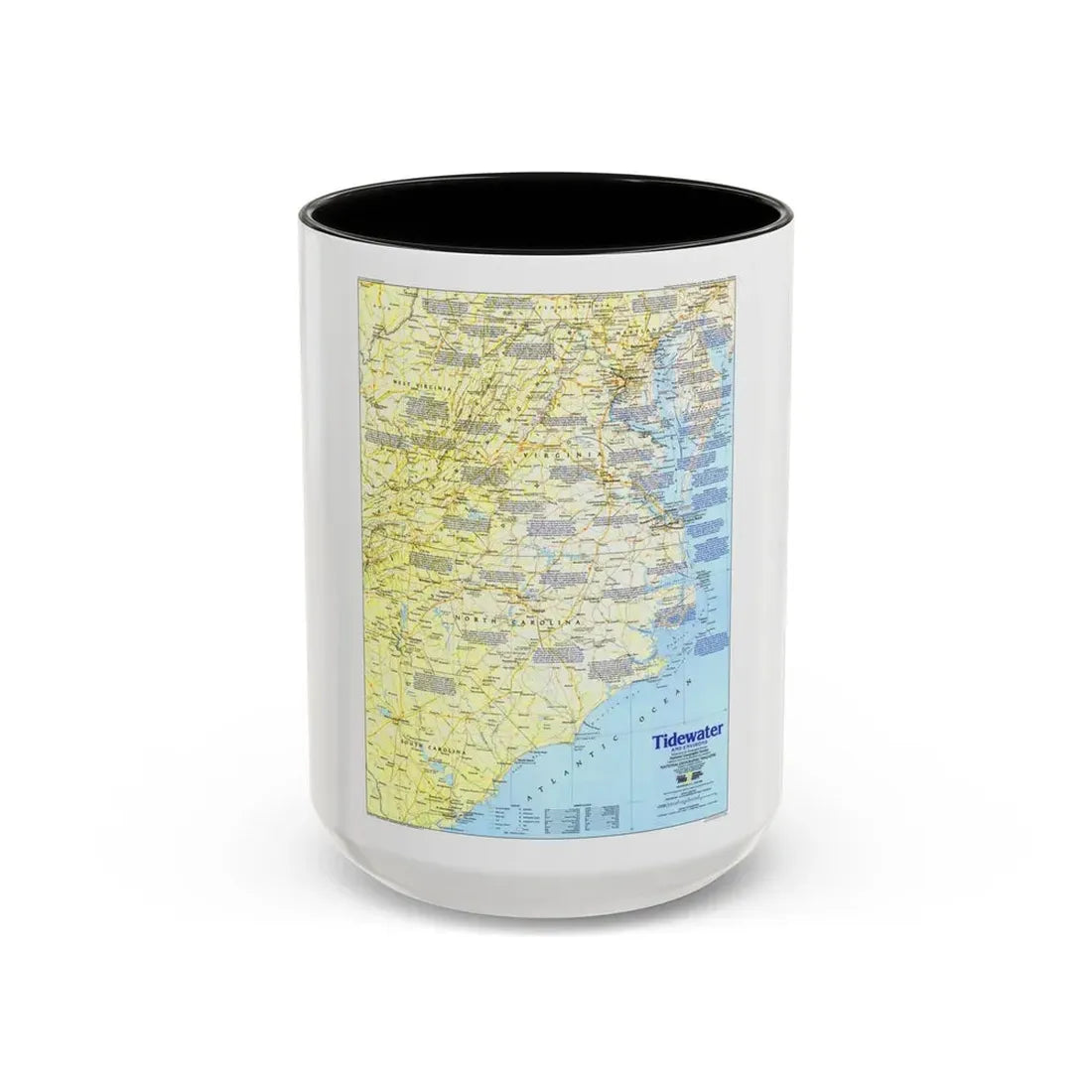 USA - Tidewater and Environs 1 (1988) (Map) Accent Coffee Mug 15oz Black - Go Mug Yourself