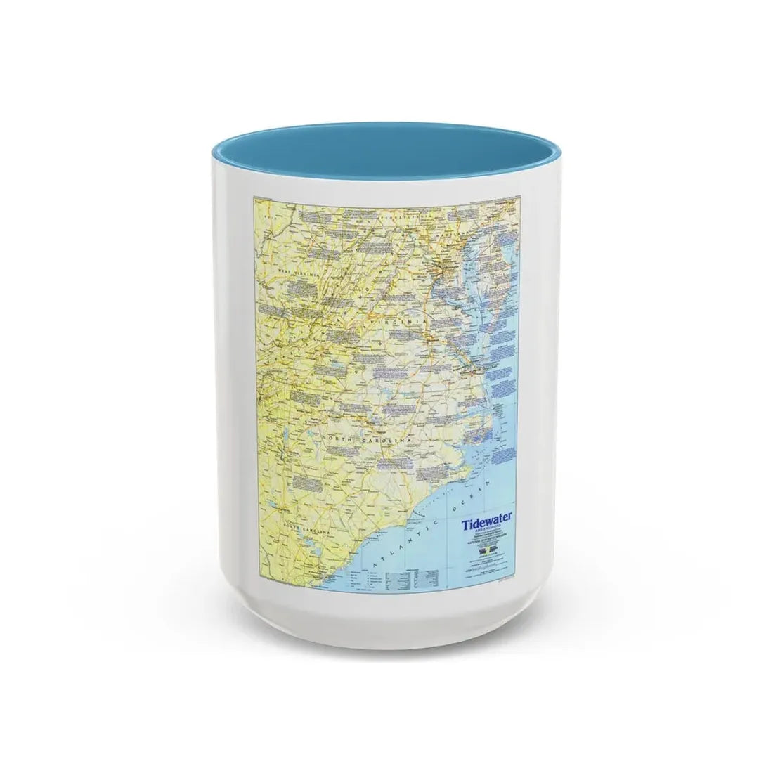 USA - Tidewater and Environs 1 (1988) (Map) Accent Coffee Mug 15oz Light Blue - Go Mug Yourself