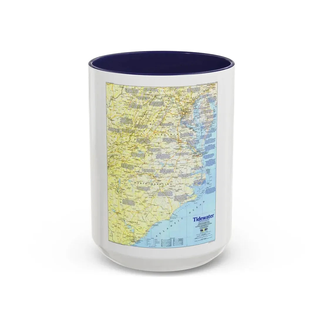 USA - Tidewater and Environs 1 (1988) (Map) Accent Coffee Mug 15oz Navy - Go Mug Yourself