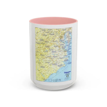 USA - Tidewater and Environs 1 (1988) (Map) Accent Coffee Mug 15oz Pink - Go Mug Yourself