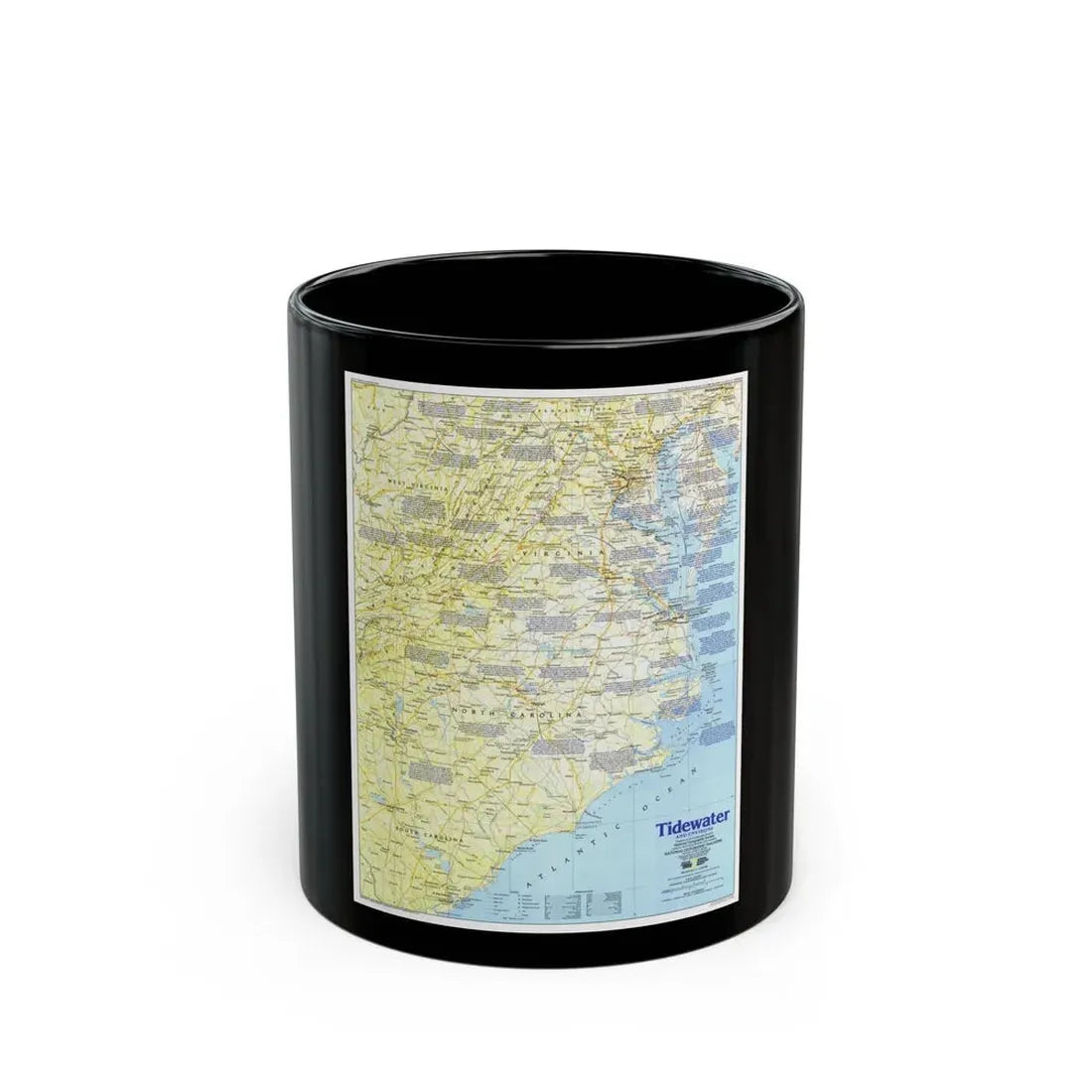 USA - Tidewater and Environs 1 (1988) (Map) Black Coffee Mug 11oz - Go Mug Yourself