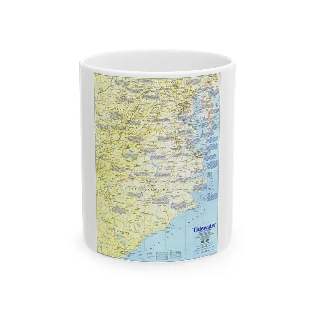 USA - Tidewater and Environs 1 (1988) (Map) White Coffee Mug 11oz - Go Mug Yourself