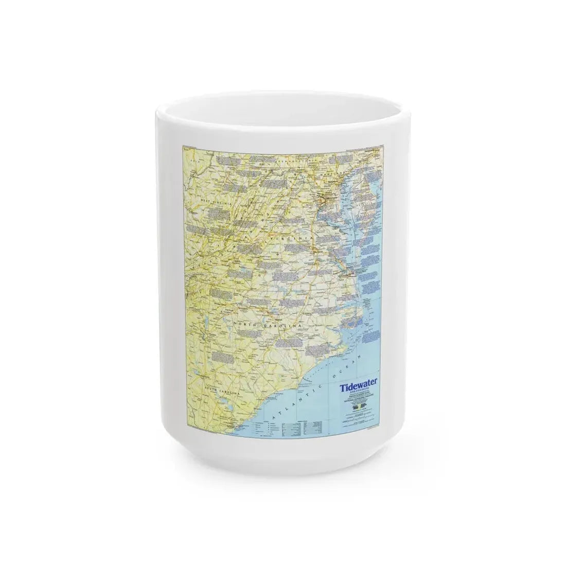 USA - Tidewater and Environs 1 (1988) (Map) White Coffee Mug 15oz - Go Mug Yourself