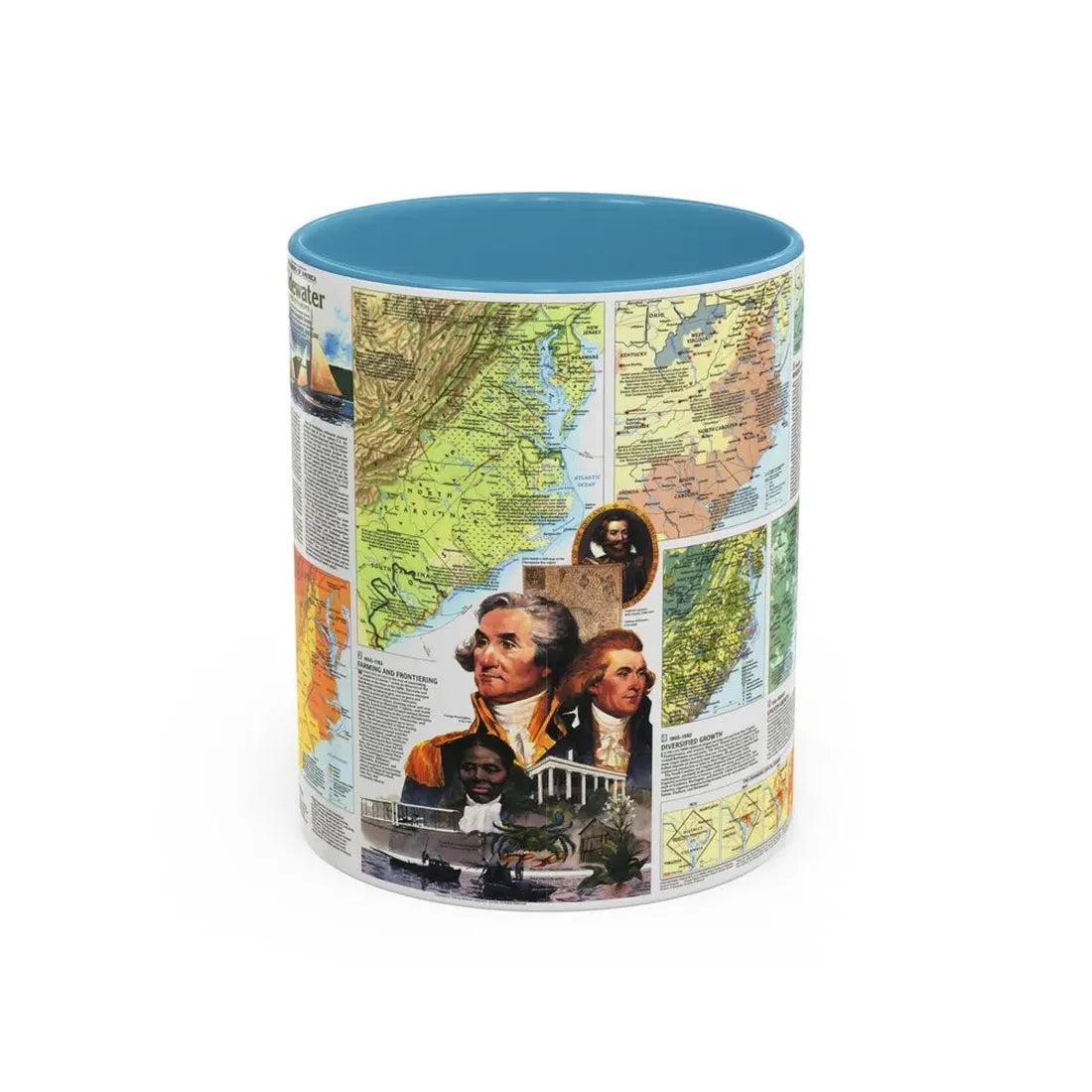 USA - Tidewater and Environs 2 (1988) (Map) Accent Coffee Mug 11oz Light Blue - Go Mug Yourself