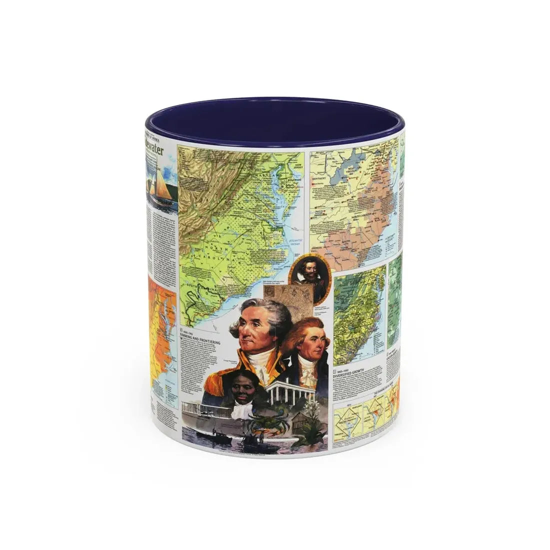 USA - Tidewater and Environs 2 (1988) (Map) Accent Coffee Mug 11oz Navy - Go Mug Yourself