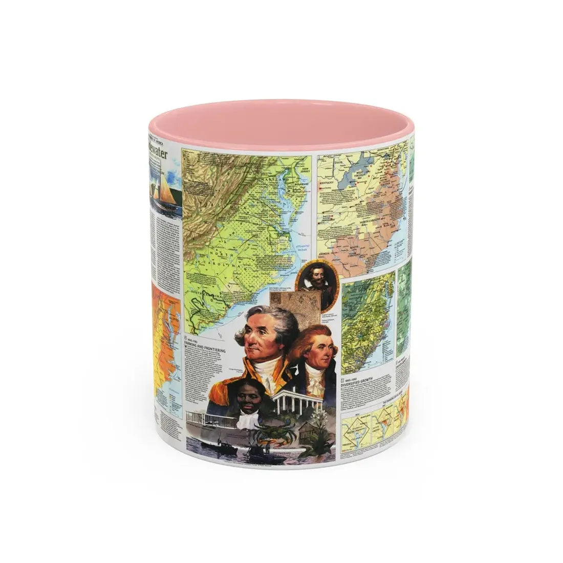 USA - Tidewater and Environs 2 (1988) (Map) Accent Coffee Mug 11oz Pink - Go Mug Yourself