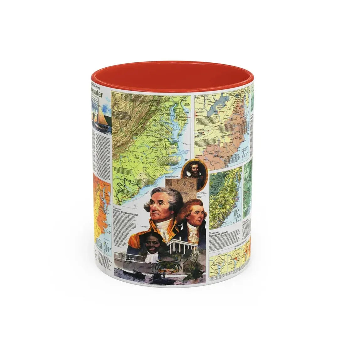USA - Tidewater and Environs 2 (1988) (Map) Accent Coffee Mug 11oz Red - Go Mug Yourself