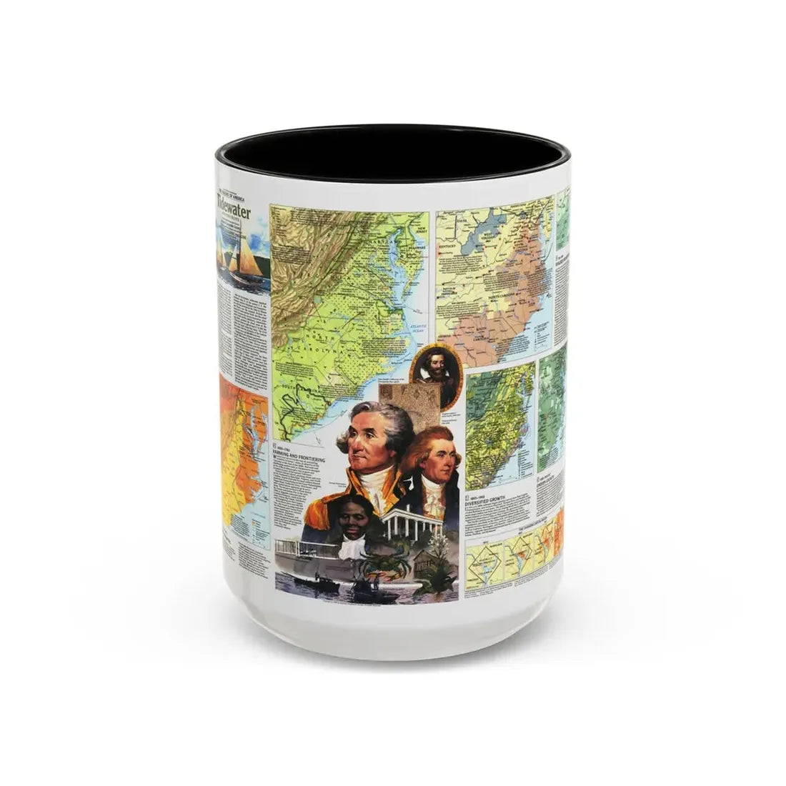 USA - Tidewater and Environs 2 (1988) (Map) Accent Coffee Mug 15oz Black - Go Mug Yourself