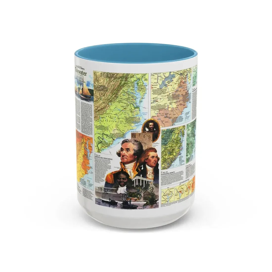 USA - Tidewater and Environs 2 (1988) (Map) Accent Coffee Mug 15oz Light Blue - Go Mug Yourself
