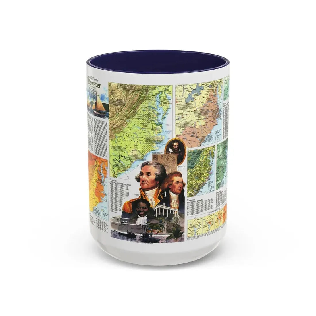 USA - Tidewater and Environs 2 (1988) (Map) Accent Coffee Mug 15oz Navy - Go Mug Yourself