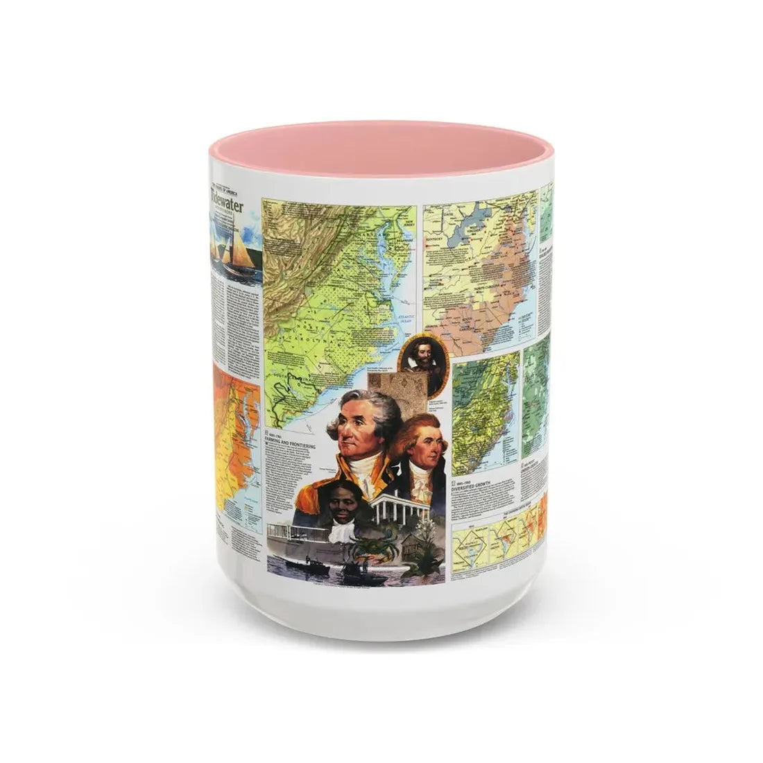 USA - Tidewater and Environs 2 (1988) (Map) Accent Coffee Mug 15oz Pink - Go Mug Yourself