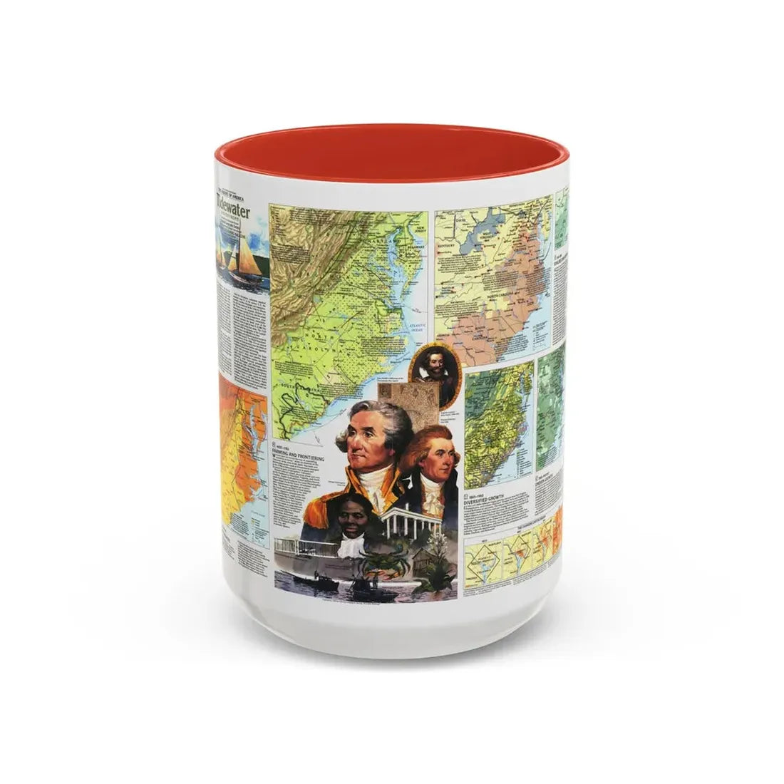 USA - Tidewater and Environs 2 (1988) (Map) Accent Coffee Mug 15oz Red - Go Mug Yourself