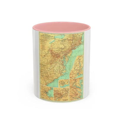 USA - Travels of George Washington (1932) (Map) Accent Coffee Mug 11oz Pink - Go Mug Yourself