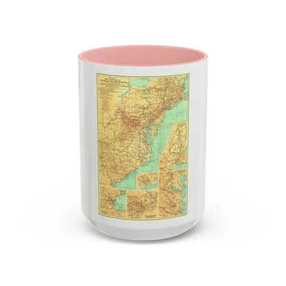 USA - Travels of George Washington (1932) (Map) Accent Coffee Mug 15oz Pink - Go Mug Yourself