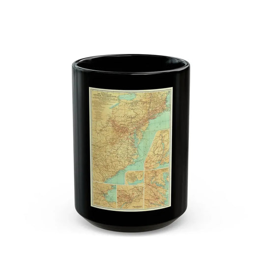 USA - Travels of George Washington (1932) (Map) Black Coffee Mug 15oz - Go Mug Yourself