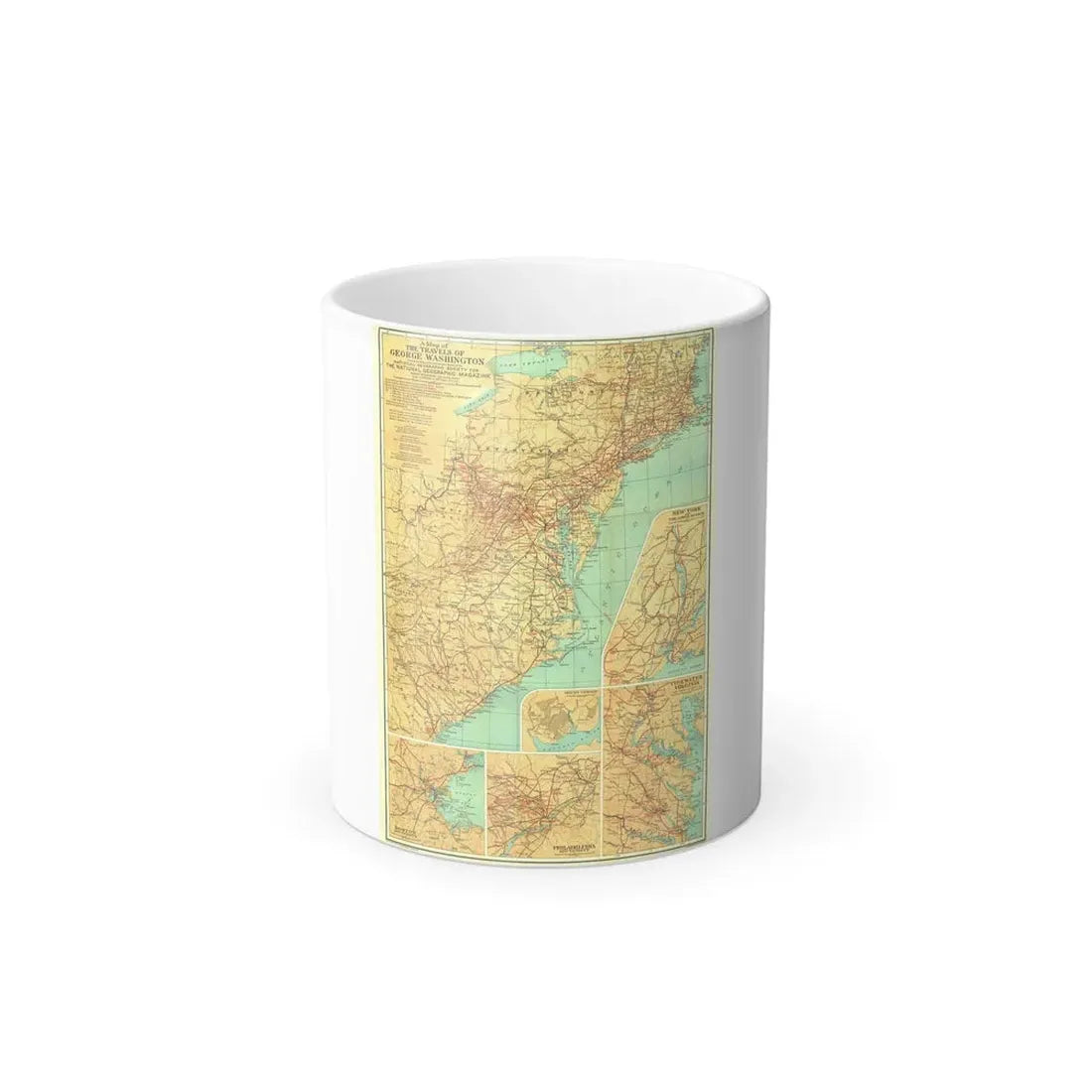 USA - Travels of George Washington (1932) (Map) Color Changing Mug 11oz Default Title - Go Mug Yourself