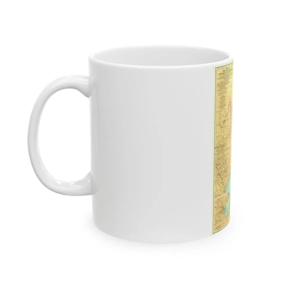 USA - Travels of George Washington (1932) (Map) White Coffee Mug-Go Mug Yourself