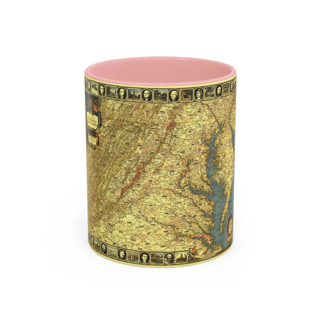 USA - Washington, Historic and Scenic (1939) (Map) Accent Coffee Mug 11oz Pink - Go Mug Yourself