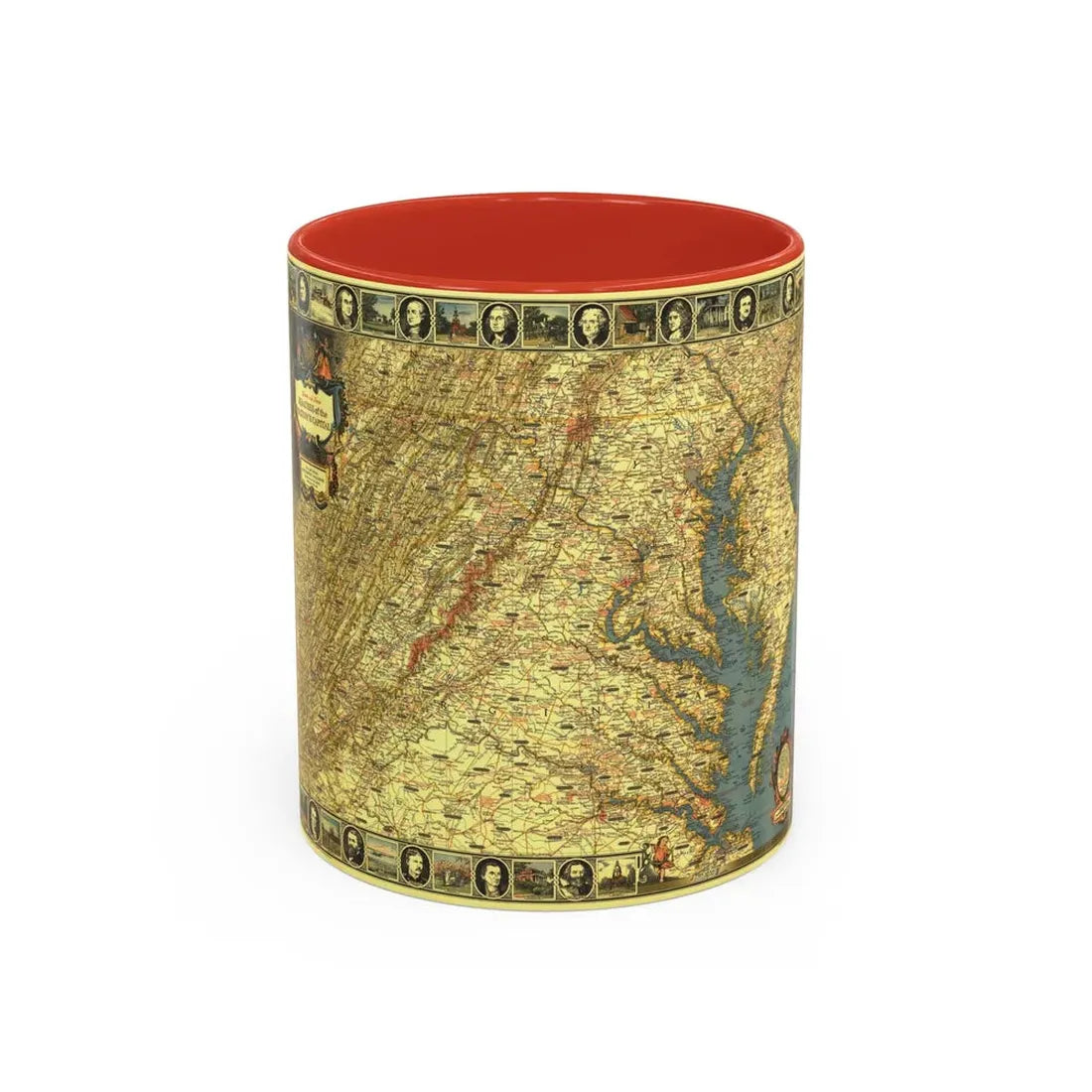 USA - Washington, Historic and Scenic (1939) (Map) Accent Coffee Mug 11oz Red - Go Mug Yourself