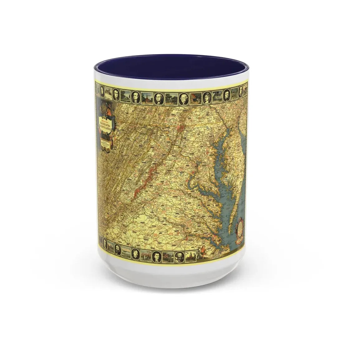 USA - Washington, Historic and Scenic (1939) (Map) Accent Coffee Mug 15oz Navy - Go Mug Yourself