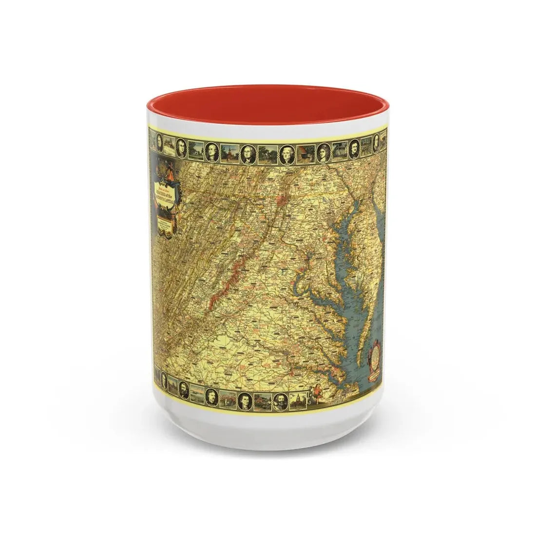 USA - Washington, Historic and Scenic (1939) (Map) Accent Coffee Mug 15oz Red - Go Mug Yourself