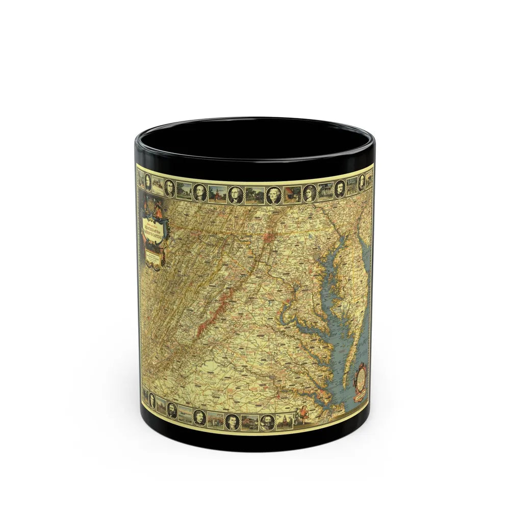 USA - Washington, Historic and Scenic (1939) (Map) Black Coffee Mug-11oz-Go Mug Yourself