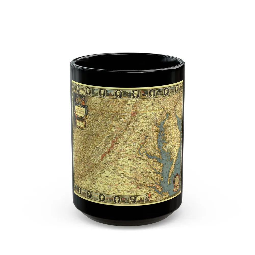 USA - Washington, Historic and Scenic (1939) (Map) Black Coffee Mug-15oz-Go Mug Yourself