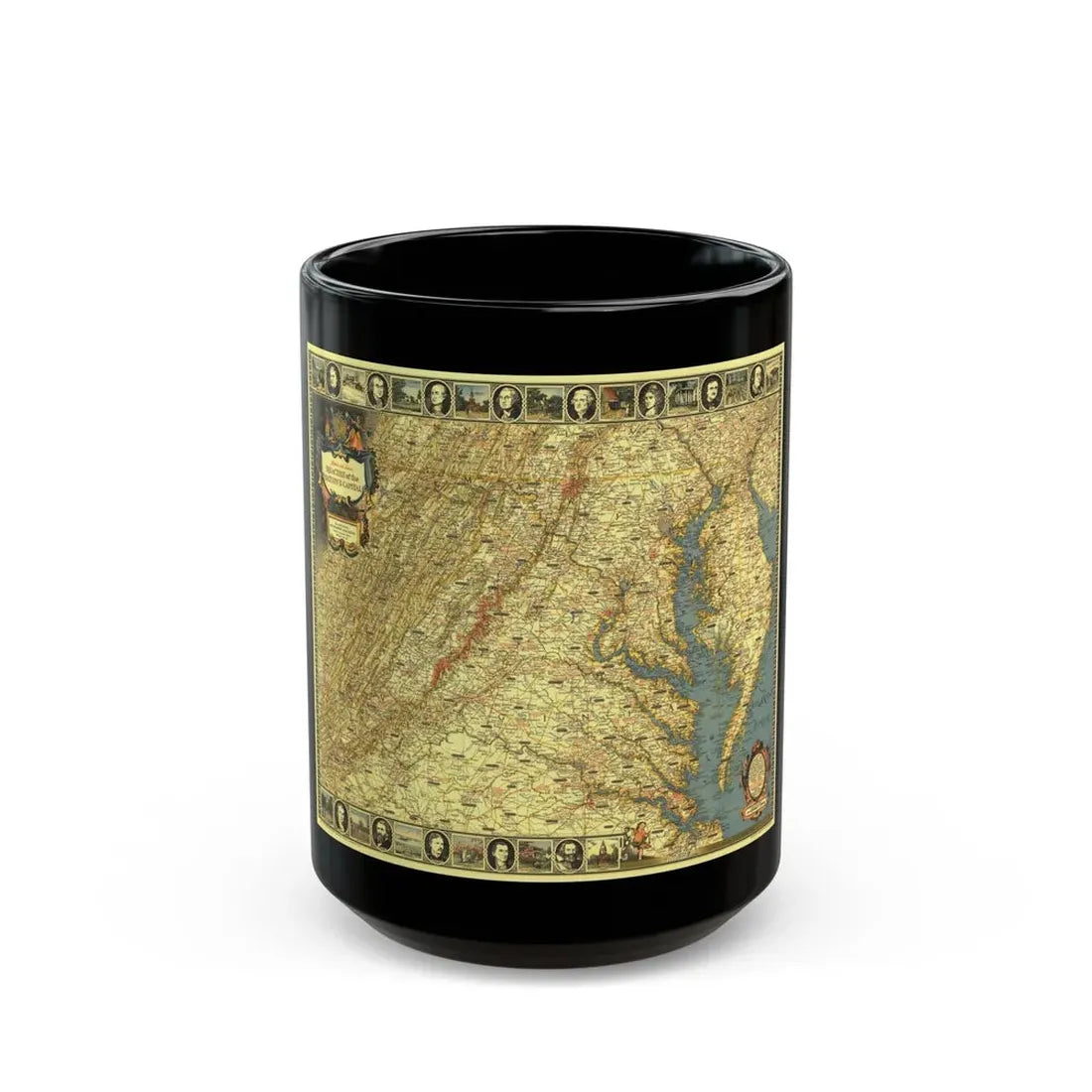 USA - Washington, Historic and Scenic (1939) (Map) Black Coffee Mug 15oz - Go Mug Yourself