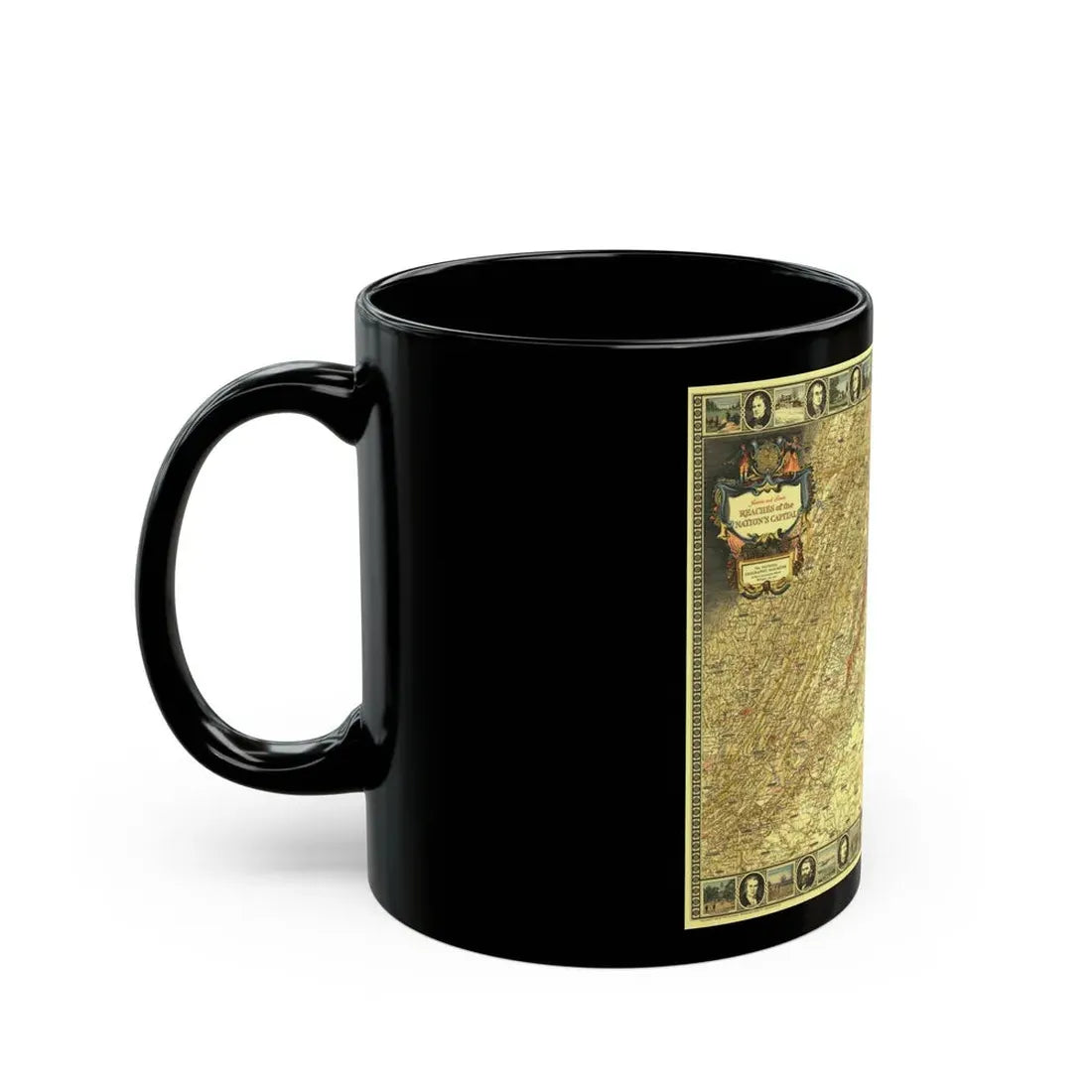 USA - Washington, Historic and Scenic (1939) (Map) Black Coffee Mug - Go Mug Yourself