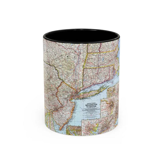 USA - Washington to Boston (1962) (Map) Accent Coffee Mug 11oz Black - Go Mug Yourself