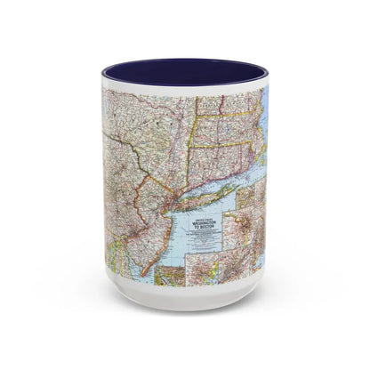 USA - Washington to Boston (1962) (Map) Accent Coffee Mug 15oz Navy - Go Mug Yourself