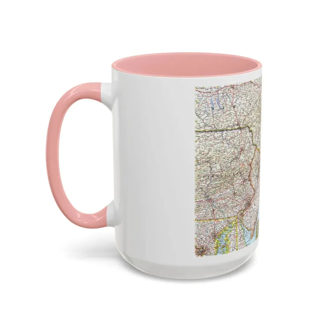 USA - Washington to Boston (1962) (Map) Accent Coffee Mug - Go Mug Yourself