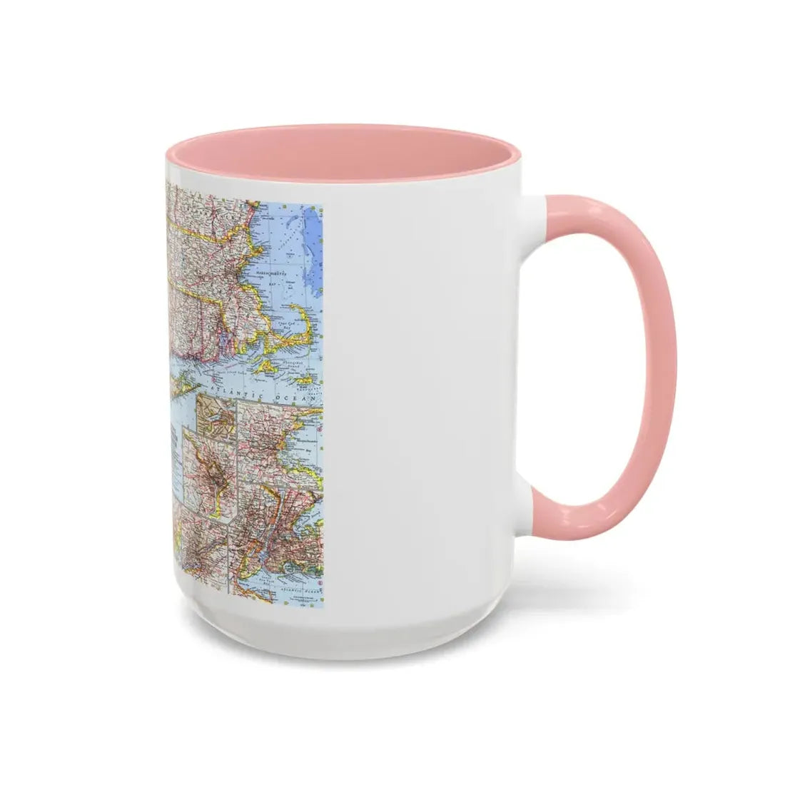 USA - Washington to Boston (1962) (Map) Accent Coffee Mug - Go Mug Yourself