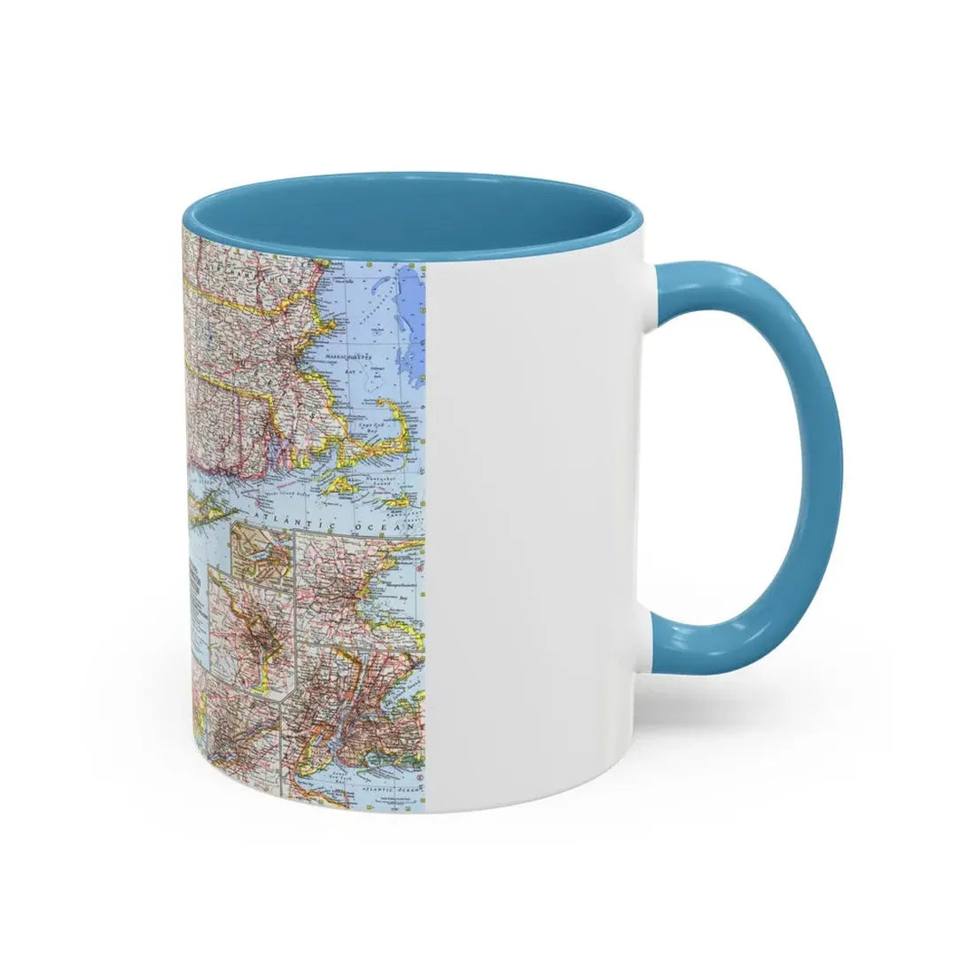 USA - Washington to Boston (1962) (Map) Accent Coffee Mug - Go Mug Yourself