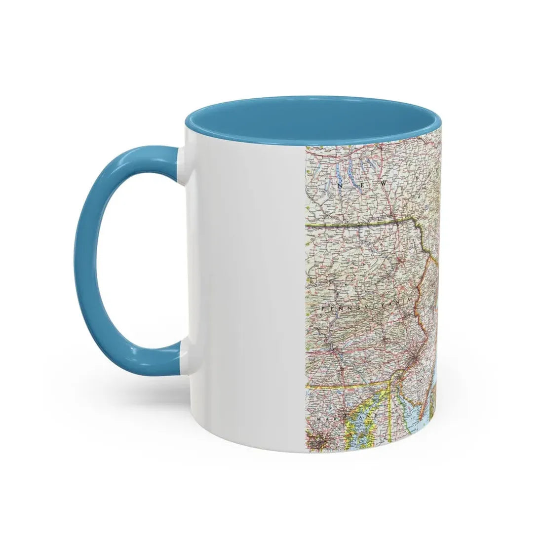USA - Washington to Boston (1962) (Map) Accent Coffee Mug - Go Mug Yourself
