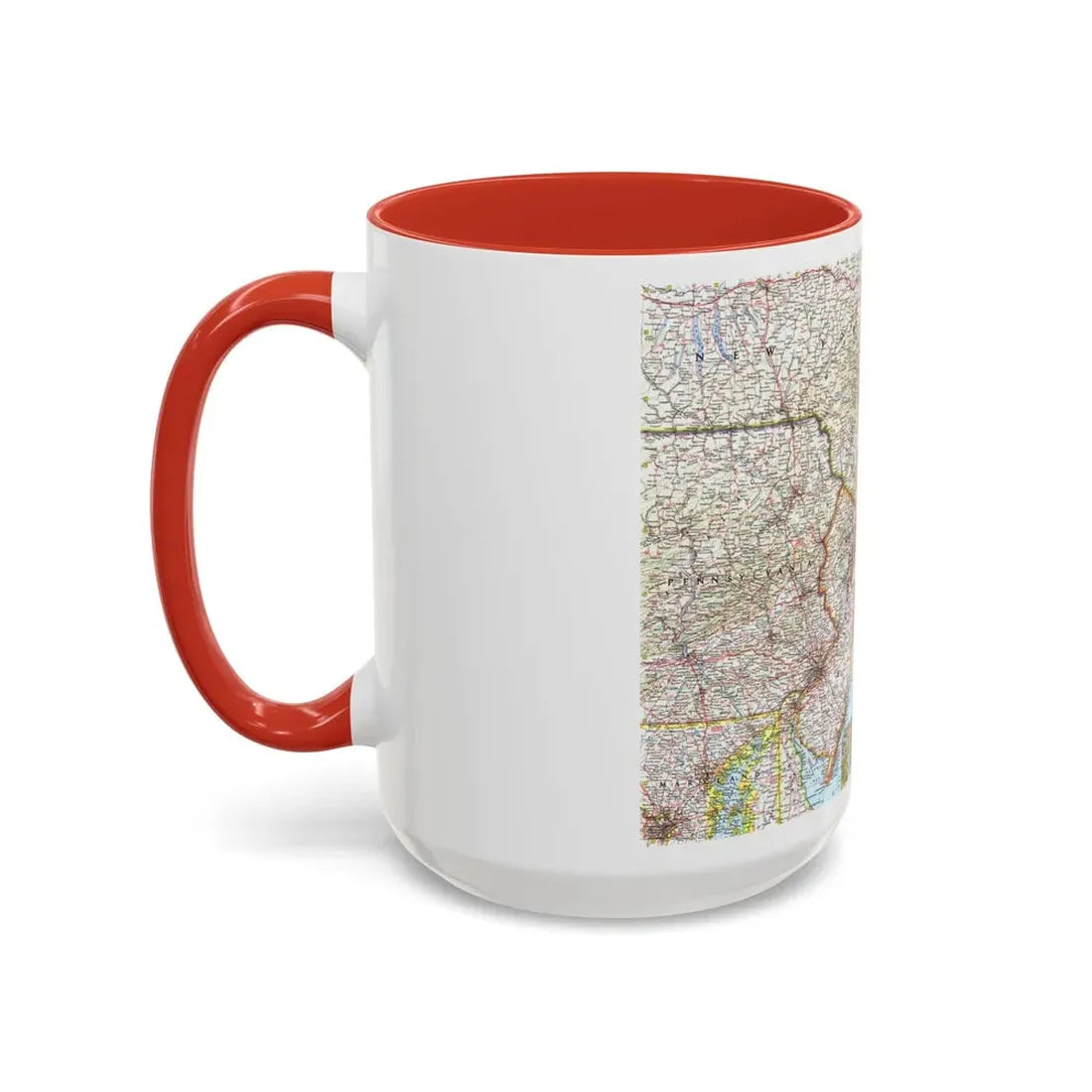 USA - Washington to Boston (1962) (Map) Accent Coffee Mug - Go Mug Yourself