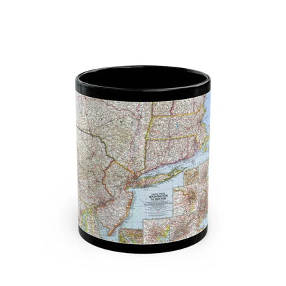 USA - Washington to Boston (1962) (Map) Black Coffee Mug 11oz - Go Mug Yourself